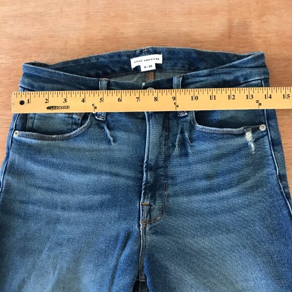 Good American Good Waist Split Pocket Skinny Jeans Women 8/26 Blue High Rise - Picture 8 of 12